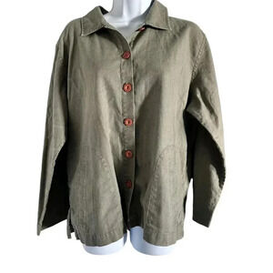 christopher & banks shacket button up long sleeve shirt jacket green size large